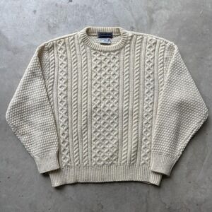 Vintage 80s Christopher Hayes Aran Sweater Irish Wool Fisherman Cable Hand Knit